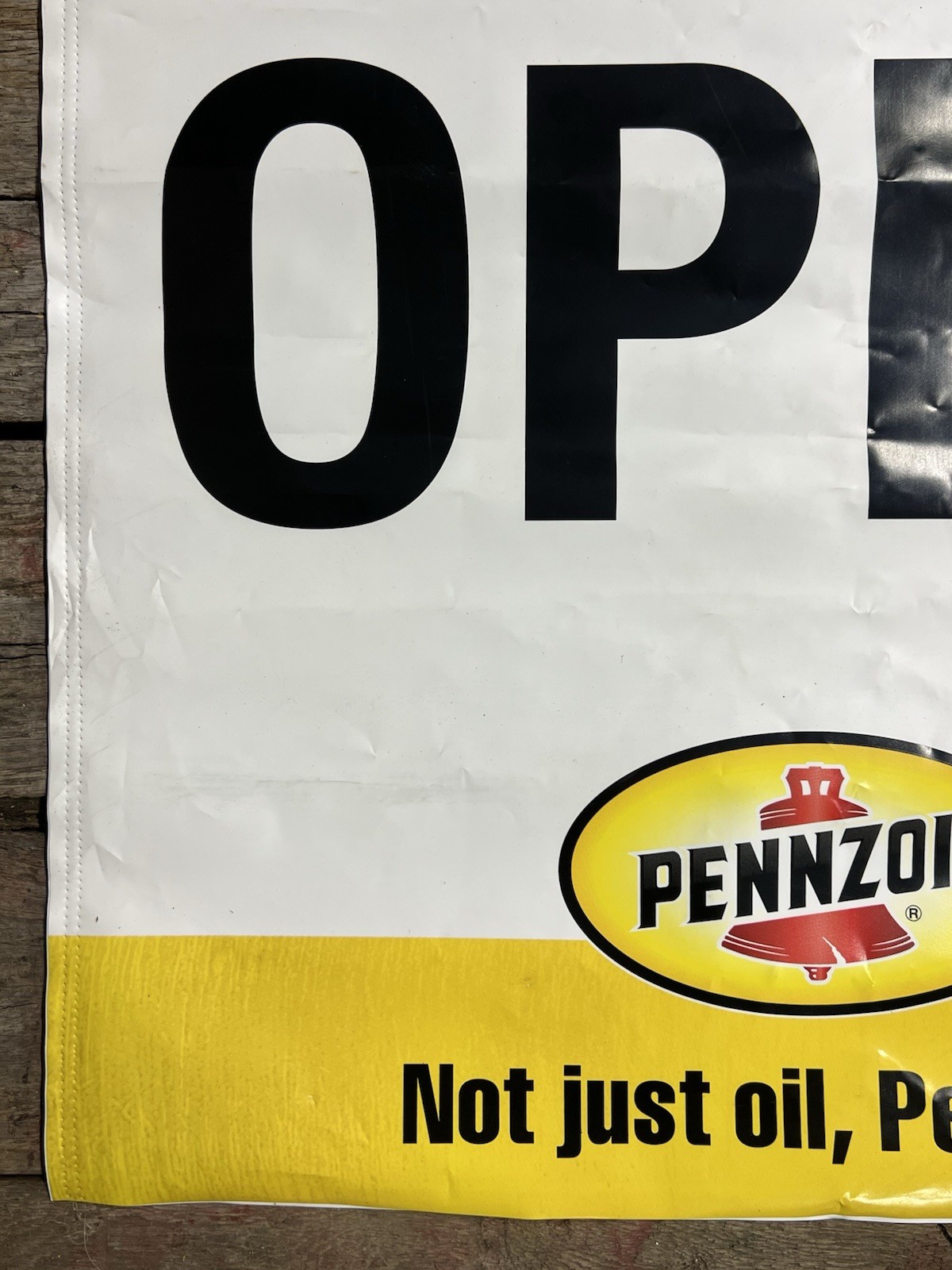 Vintage Pennzoil “We Are Open” Oil Changes Service Station Advertising Banner