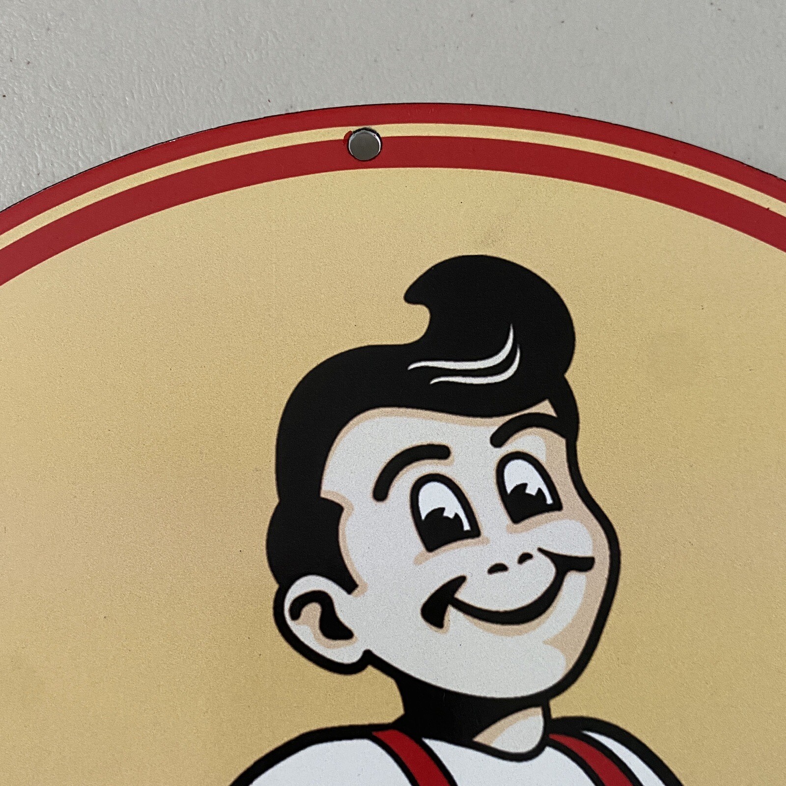 VINTAGE FRISCH’S BIG BOY PORCELAIN GAS OIL DINER BURGER FAST FOOD AD PUMP SIGN