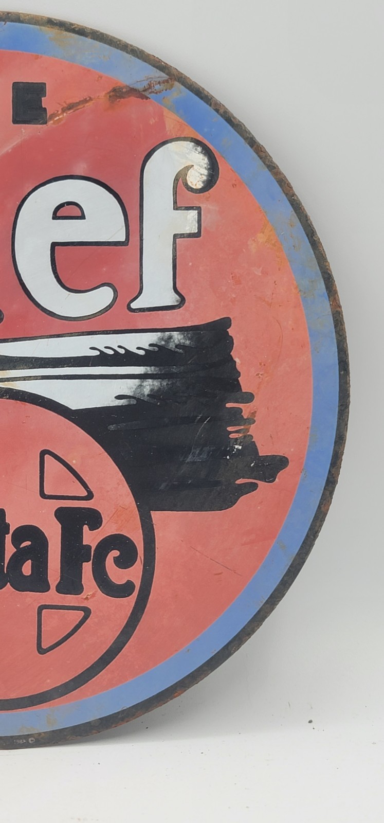 Vintage The Chief Santa Fe Railroad Railway Rustic Porcelain Enameled Metal Sign
