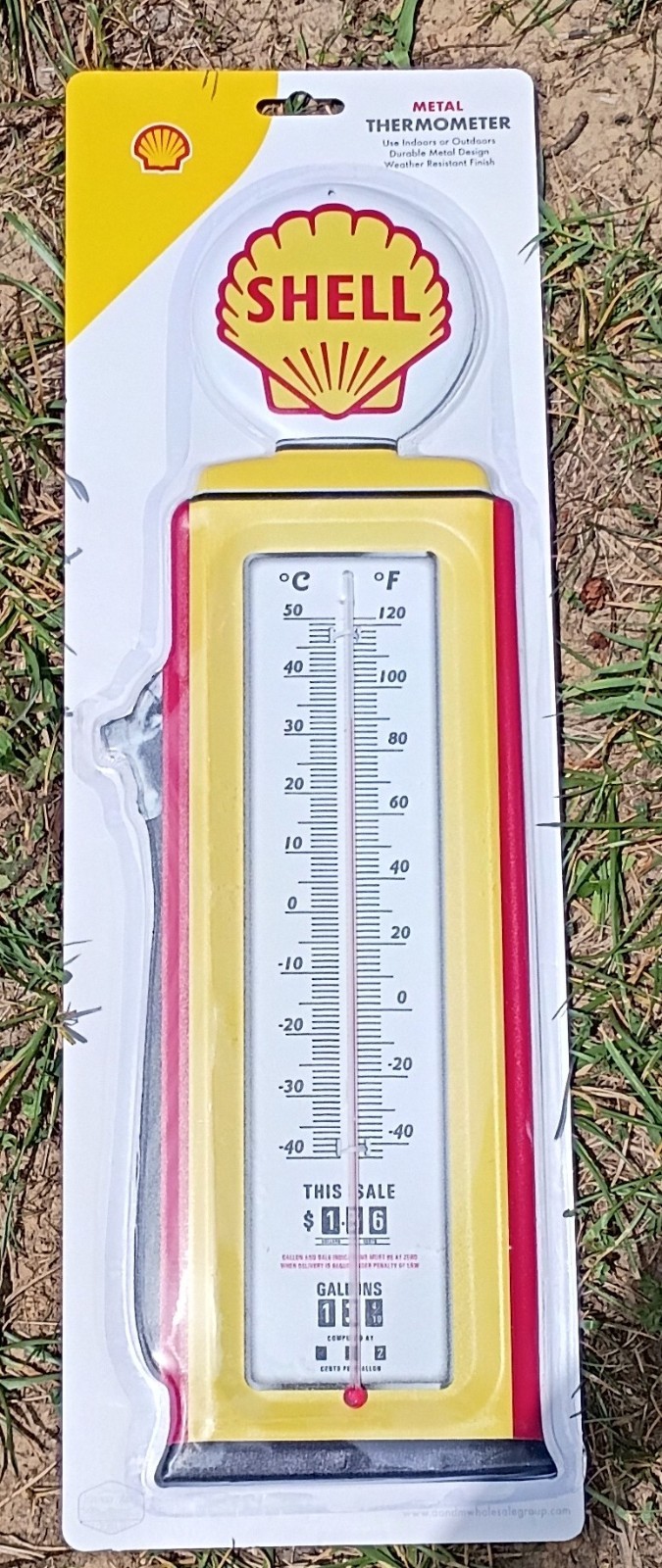 Shell Gasoline Gas Pump Thermometer 6 3/8 X 18 3/4