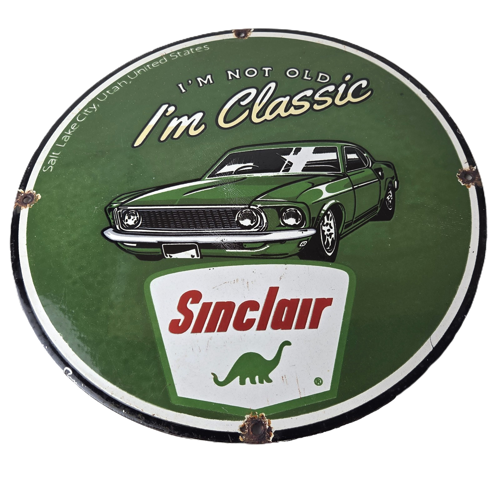 Vintage Sinclair Gasoline Sign – Service I’m Classic Gas Pump Porcelain Sign