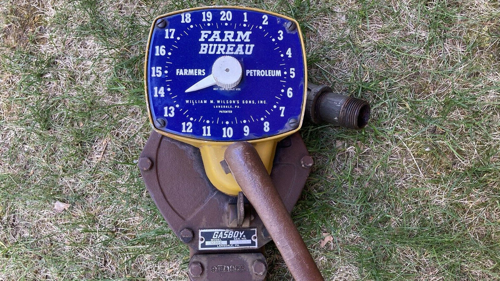 Vintage Farm Bureau Sign Counter Farmers Petroleum Porcelain with Gasboy Pump