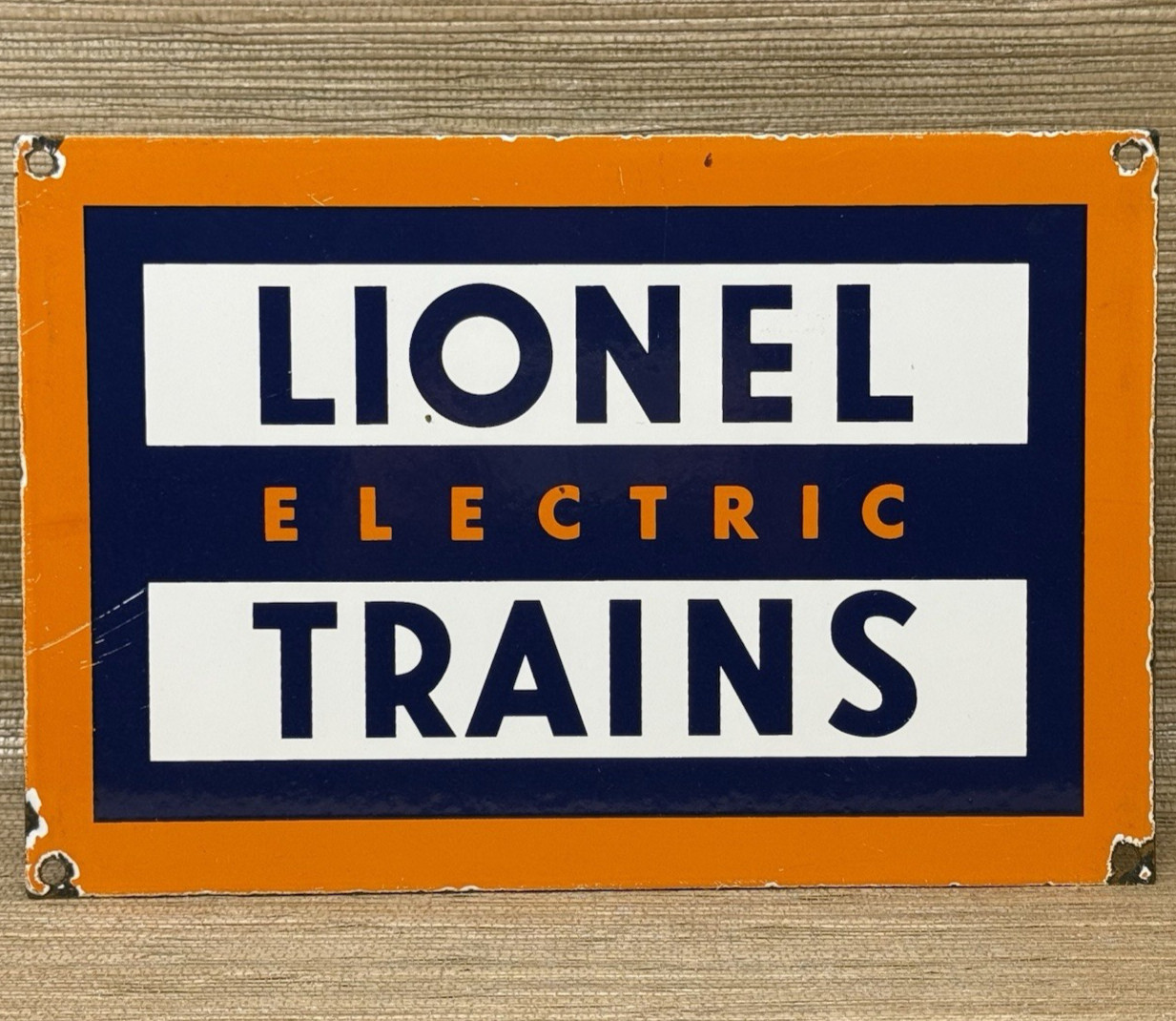 VINTAGE LIONEL ELECTRIC TRAINS PORCELAIN SIGN METAL GAS OIL STEEL U.S.A. STATION