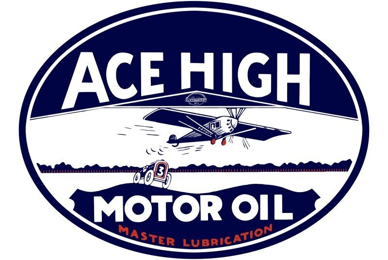 Ace High Motor Oil DIECUT NEW 18″ Wide Sign USA STEEL 3 lbs