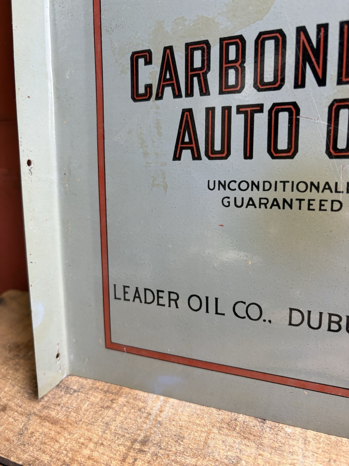 🔥🔥🔥RARE Early Metal LEADER Brand Carbonless Auto Oil Advertising Flange Sign