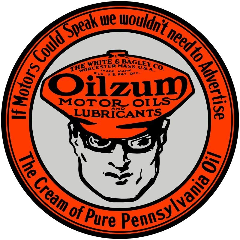 White & Bagley OILZUM Motor Oil NEW Metal Sign: 12″ Round Made in USA