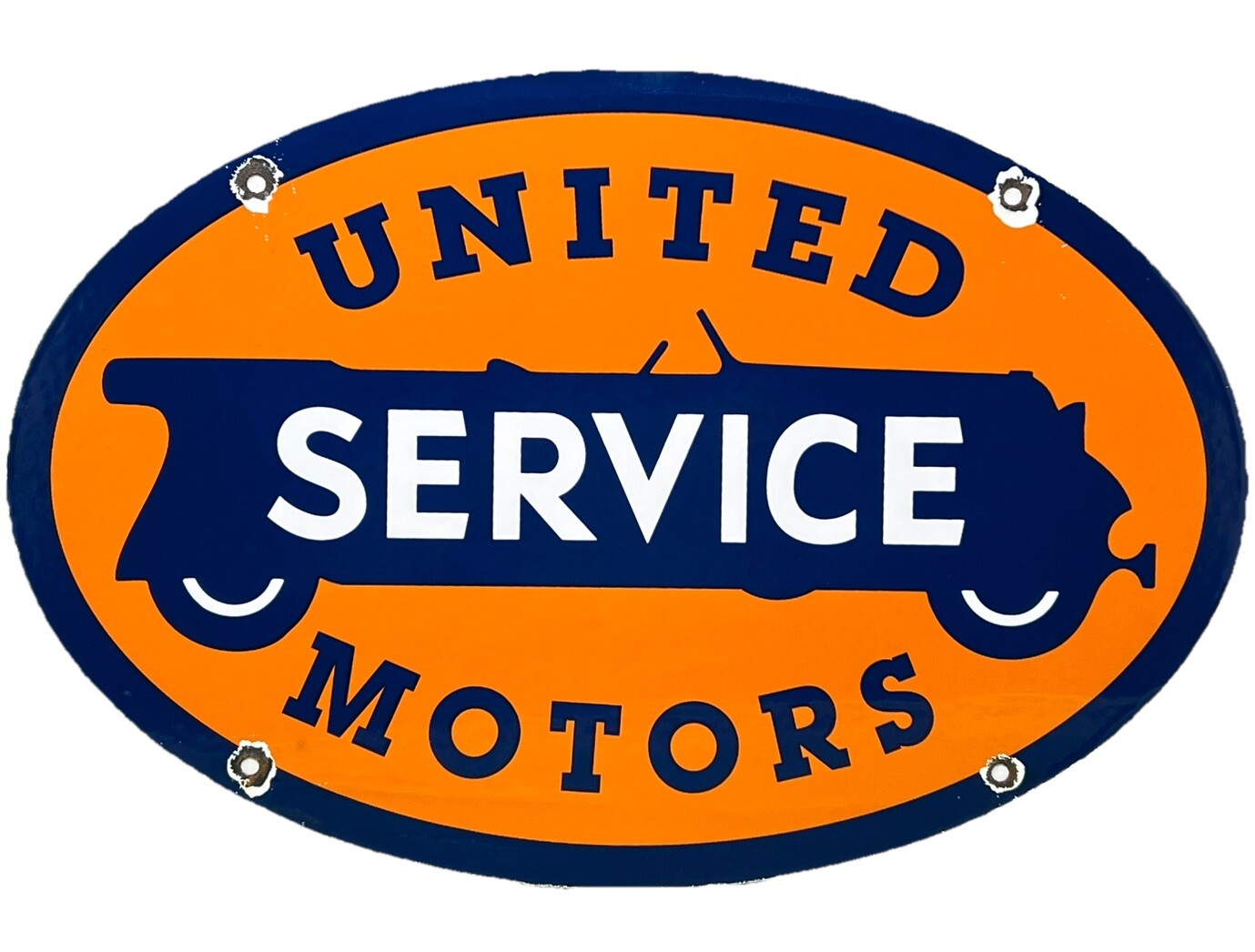 VINTAGE UNITED MOTOR SERVICES PORCELAIN SIGN GAS STATION PUMP MOTOR OIL AUTO