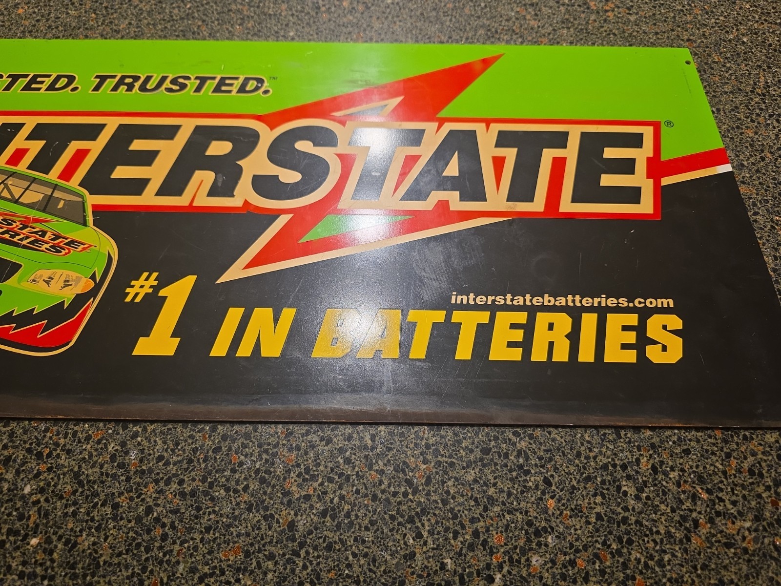 Interstate Batteries Metal Rack Topper Sign 22×11 Fun Advertising Garage Mancave