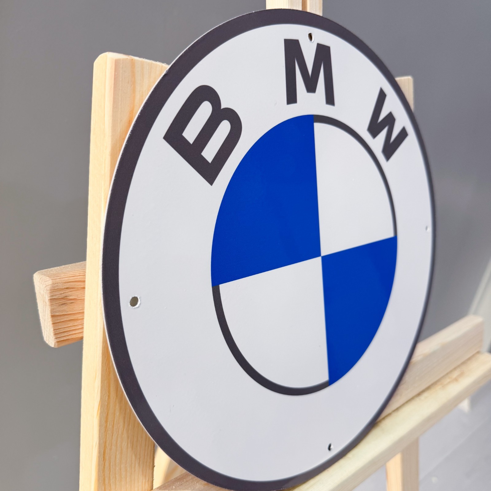 BMW White Round Logo Heavy Metal Sign 30 cm (11.8”) Clean Garage Wall Decor