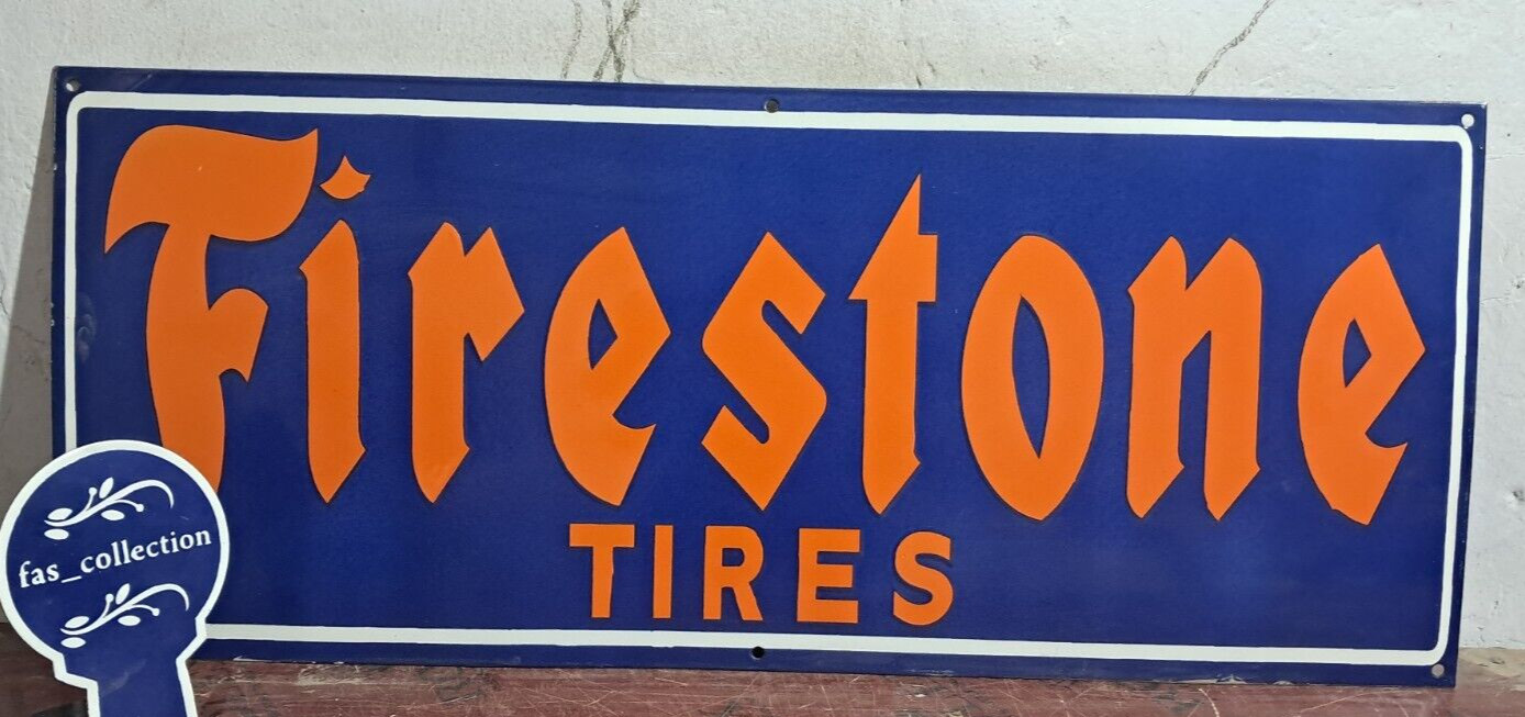 Firestone Tires Porcelain Enamel Sign 36 x 15 Inches 1 Sided