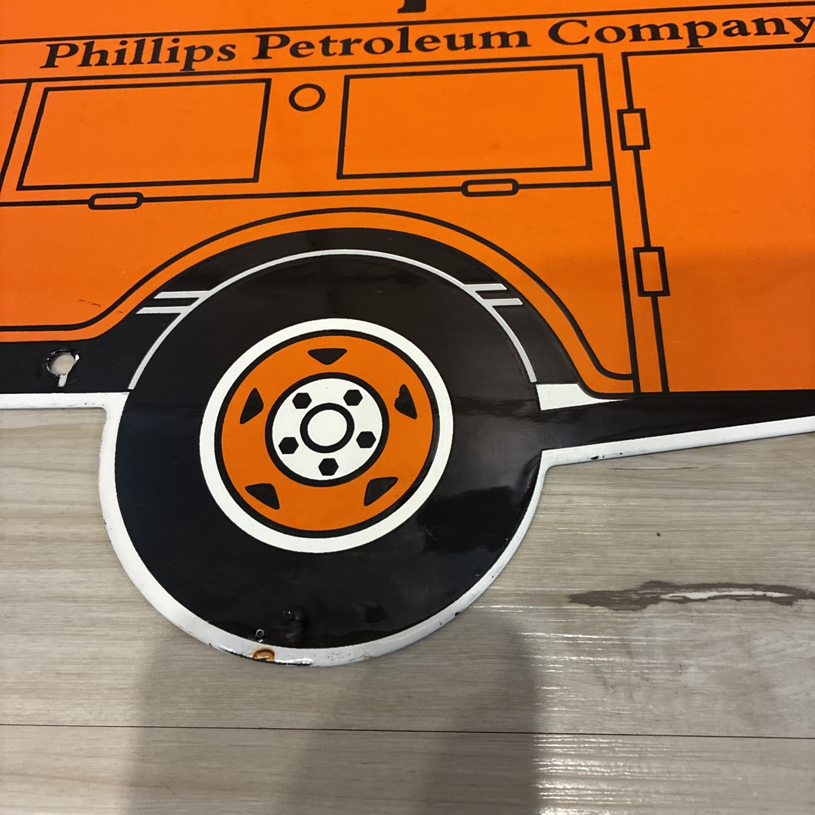 Large 34×11” PHILLIPS 66 TANKER PORCELAIN SIGN CAR GAS OIL TRUCK MOTORCYCLE