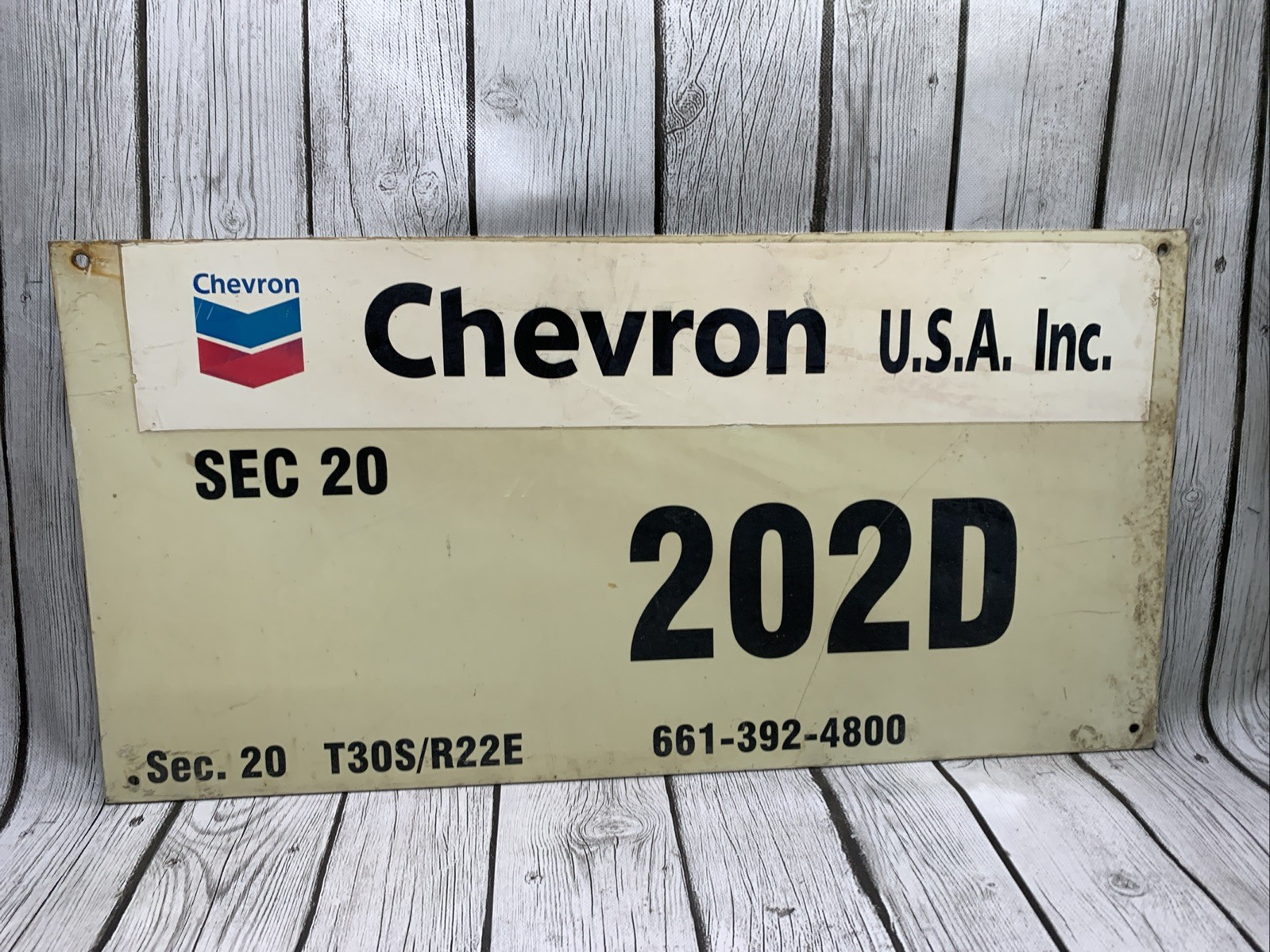 Vintage Chevron USA Inc. Oil Field Well Sign – Section 20 Midway-Sunset Kern Co.
