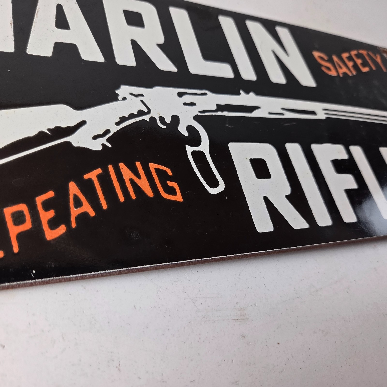 Vintage Marlin Rifles Sign – Dealer Firearm Advertising Gas Porcelain Sign