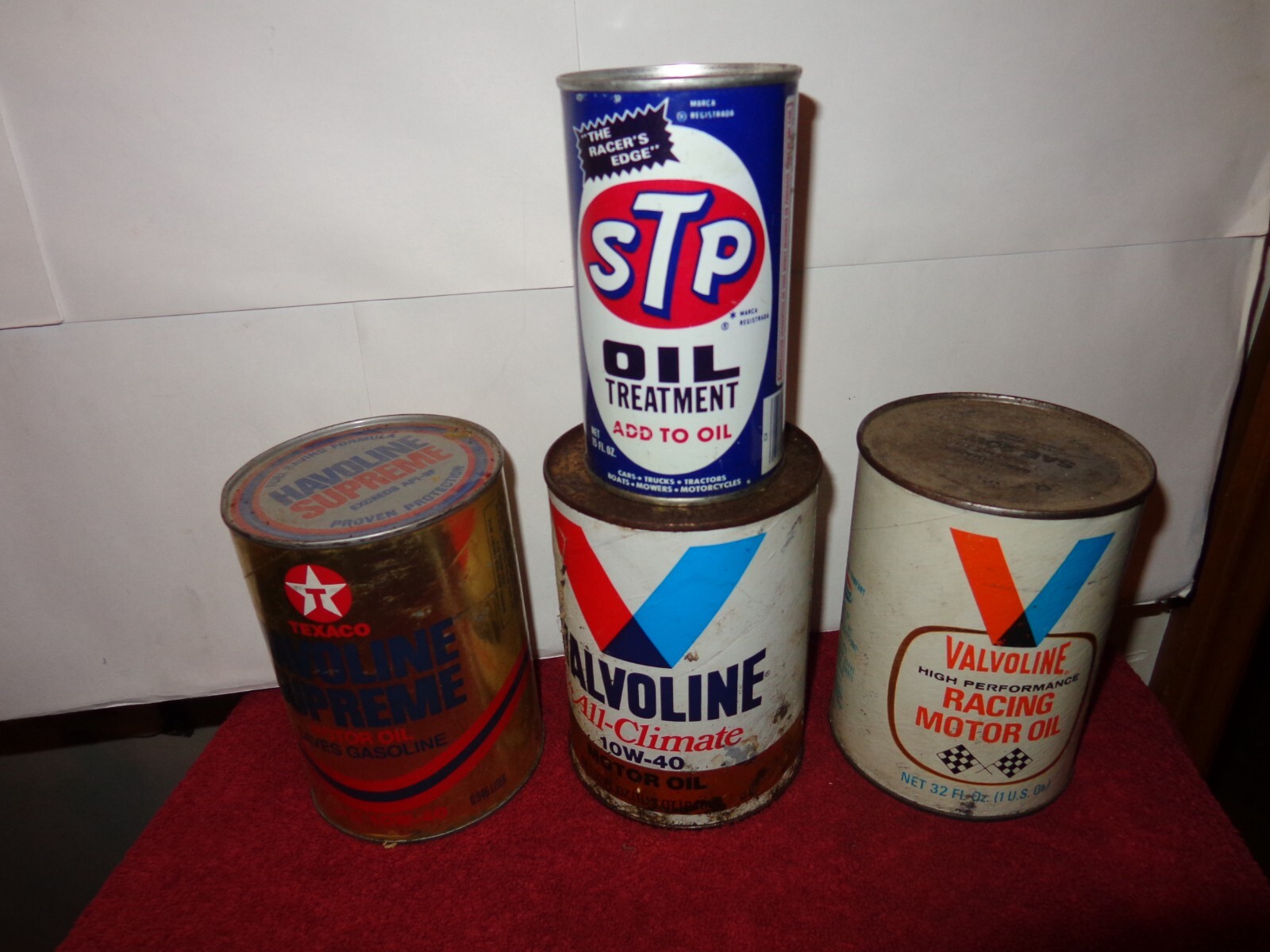 4 PIECE VINTAGE OIL COLLECTION -VALVOLINE -STP – TEXACO HAVOLINE SUPREME – C99A
