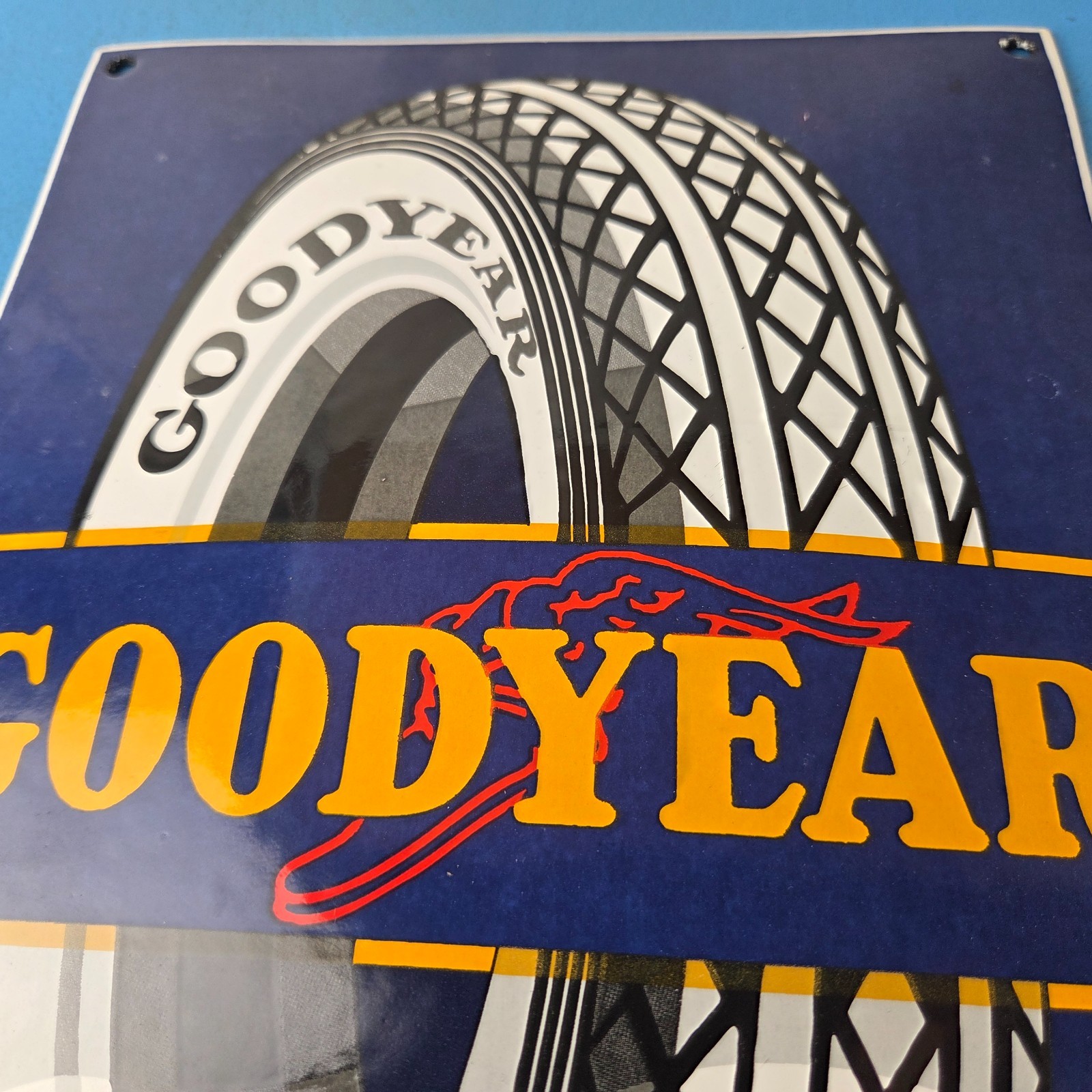 Vintage Tires Porcelain Sign – Gas Pump Service Tires Advertising Sign