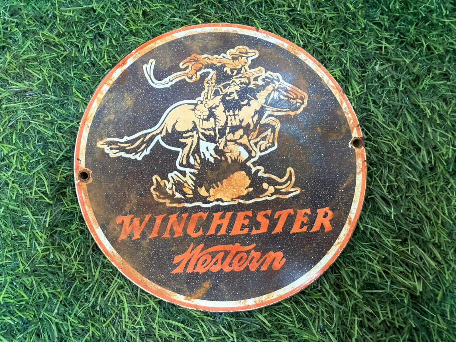 PORCELIAN WINCHESTER ENAMEL SIGN SIZE 6X6 INCHES