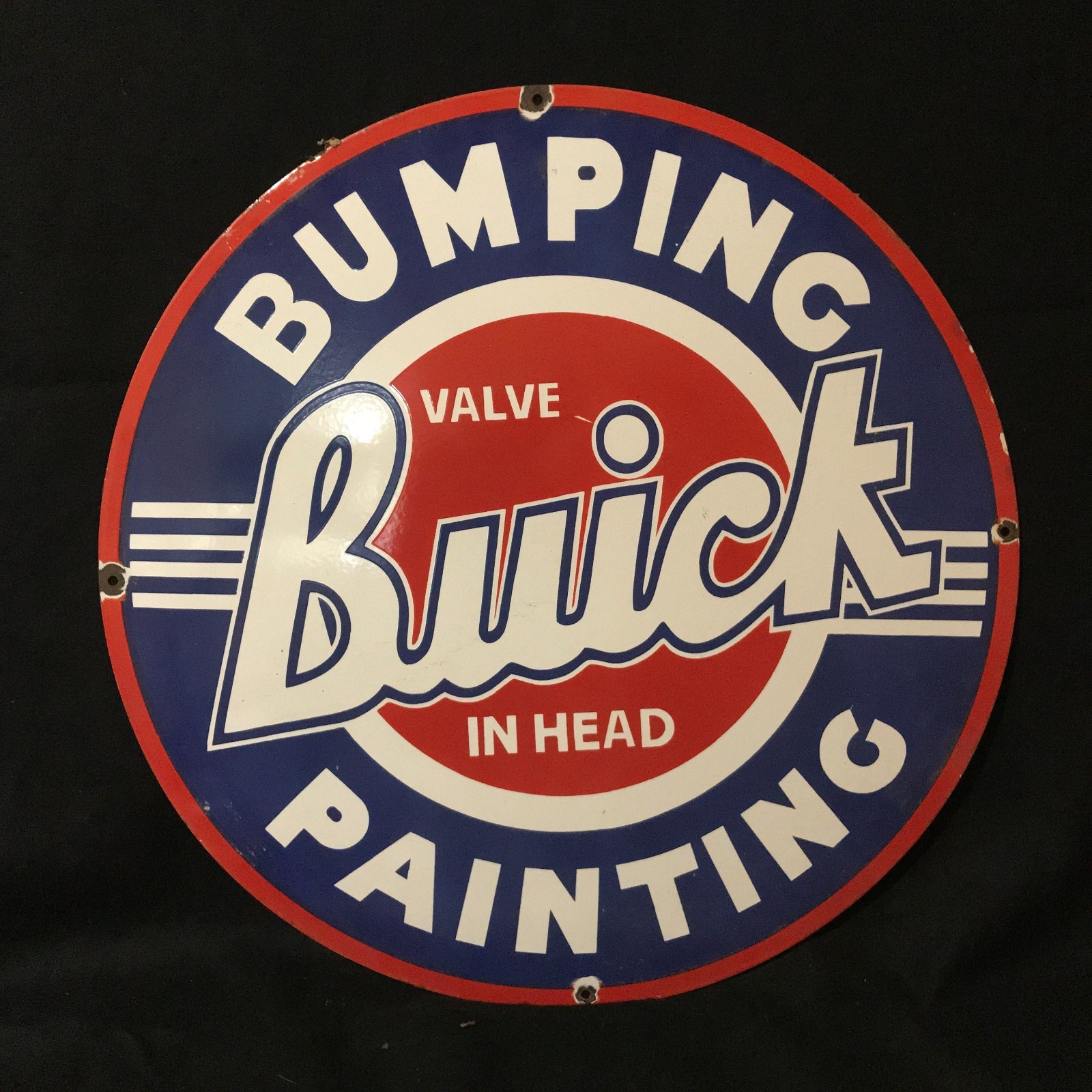BUICK ADVERTISING PORCELAIN ENAMEL SIGN 30 IN ROUND SS