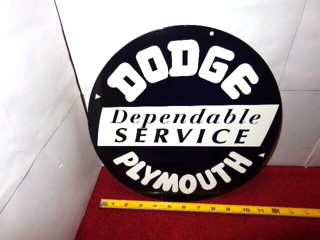 11 3/4 in DODGE & PLYMOUTH SERVICE ADVERTISING SIGN HEAVY DIE CUT METAL – S 299