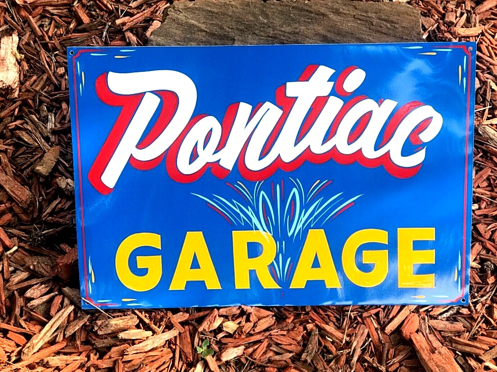Vintage PONTIAC Chevy Garage Hand Painted HOT RAT ROD SHOP Car SIGN Pinstriped b