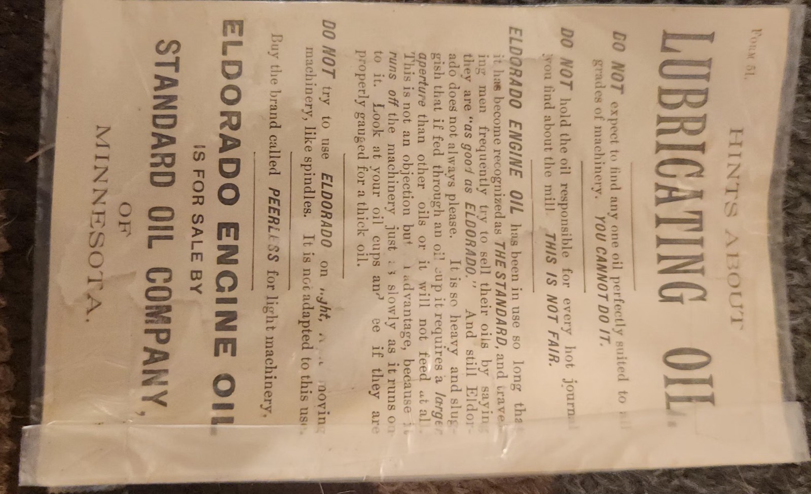 Vintage Eldorado Engine Oil Advertisement