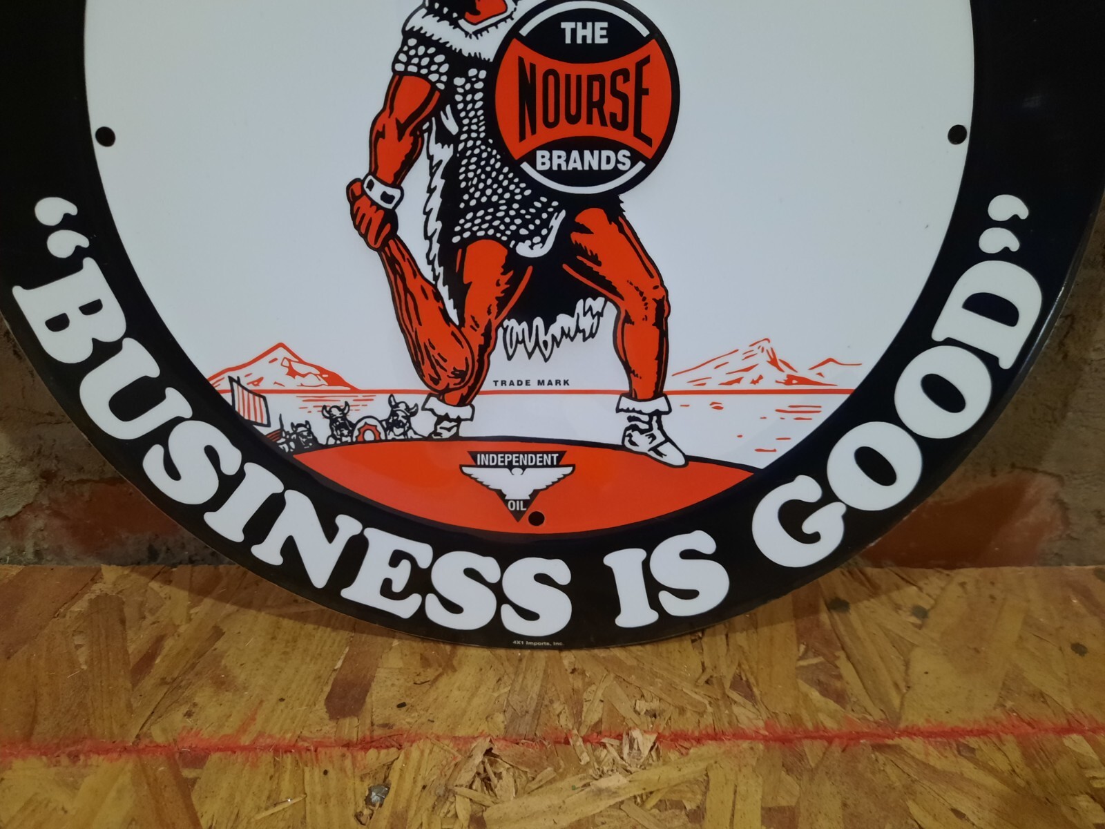 NEW OLD STOCK NOS EMBOSSED NOURSE MOTOR OIL BUSINESS IS GOOD TIN METAL SIGN