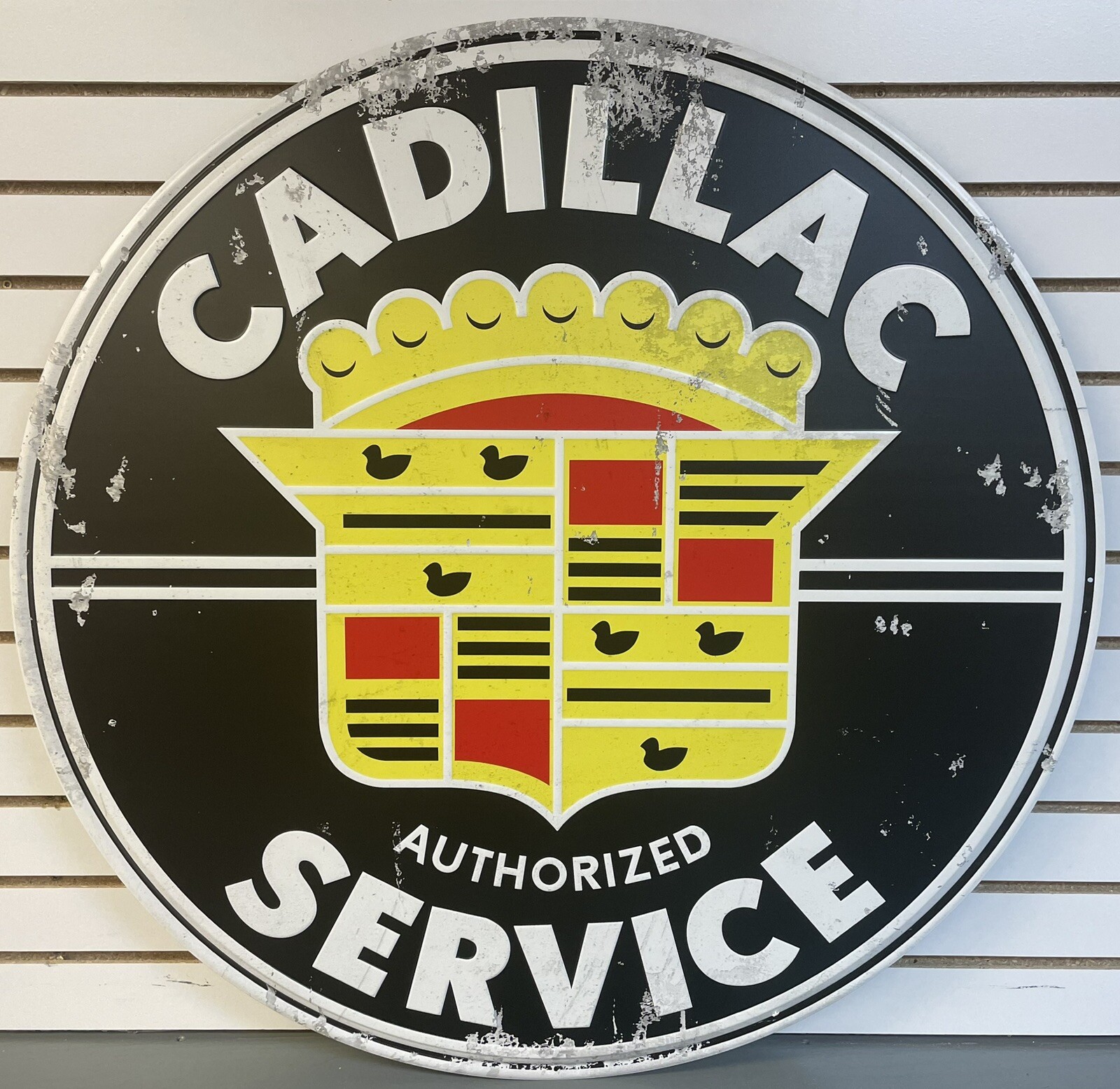 LARGE 36″ Cadillac Authorized Service Auto/ Gas & Oil Reproduction Metal Sign