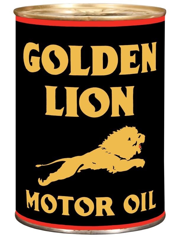Golden Lion Motor Oil DIECUT NEW Sign: 14″ Tall USA Steel