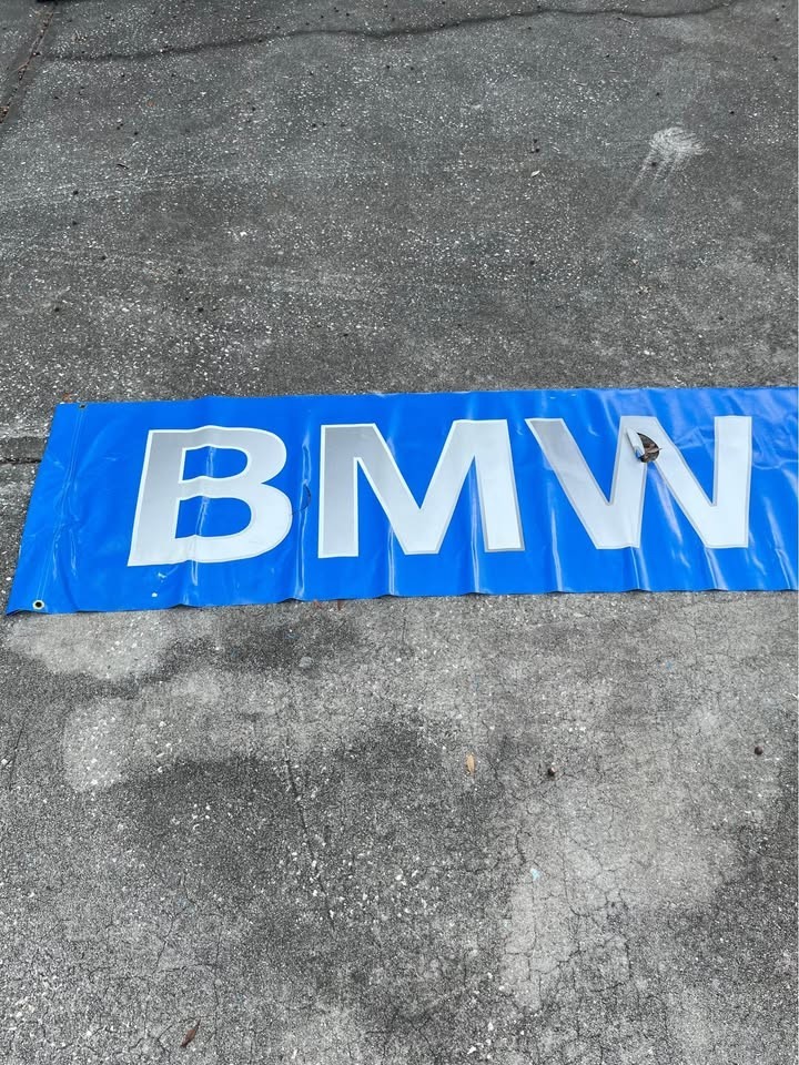 BMW DEALERSHIP DOUBLE SIDED BANNER 9.5 FT x 2 FT +/- GREAT CONDITION READ DESCRP