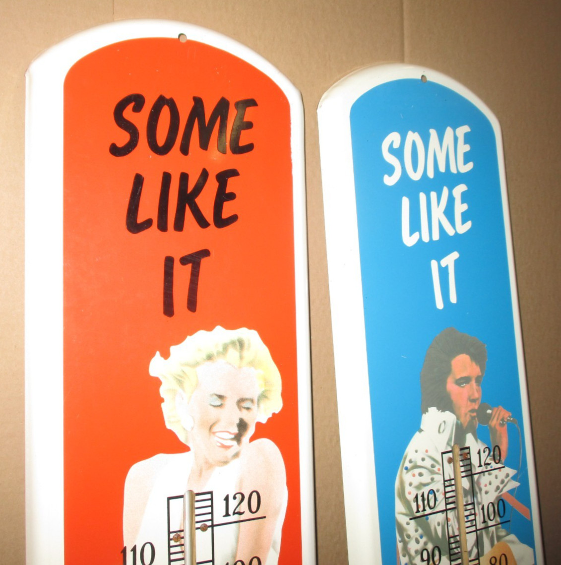 MARILYN & ELVIS – Two Thermometer Sign Set – Rock & Roll Movie Star -BIG 39″Tall