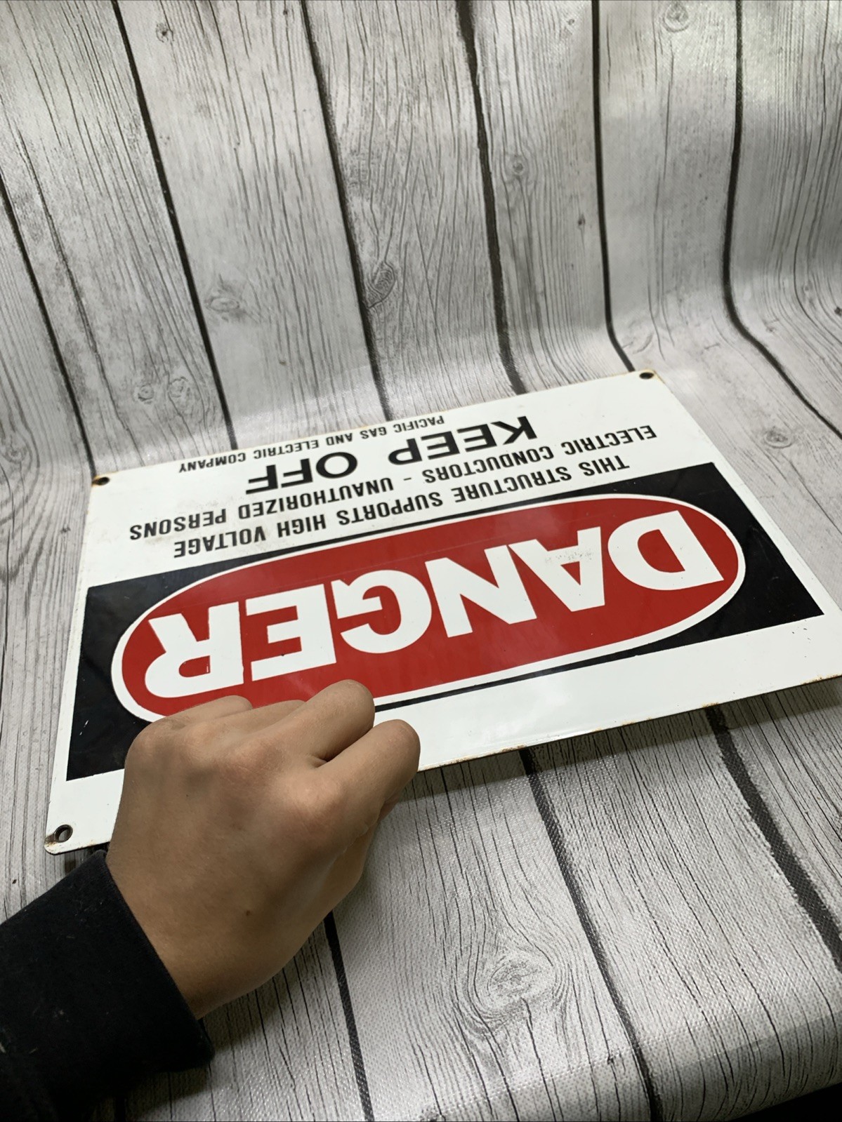 PG&E Porcelain Sign Double Sided Danger Keep Off High Voltage