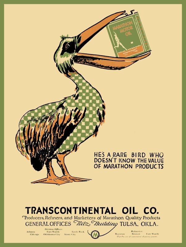 1929 Marathon, Transcontinental Oil Pelican NEW METAL SIGN: 9 x 12″ Ships Free