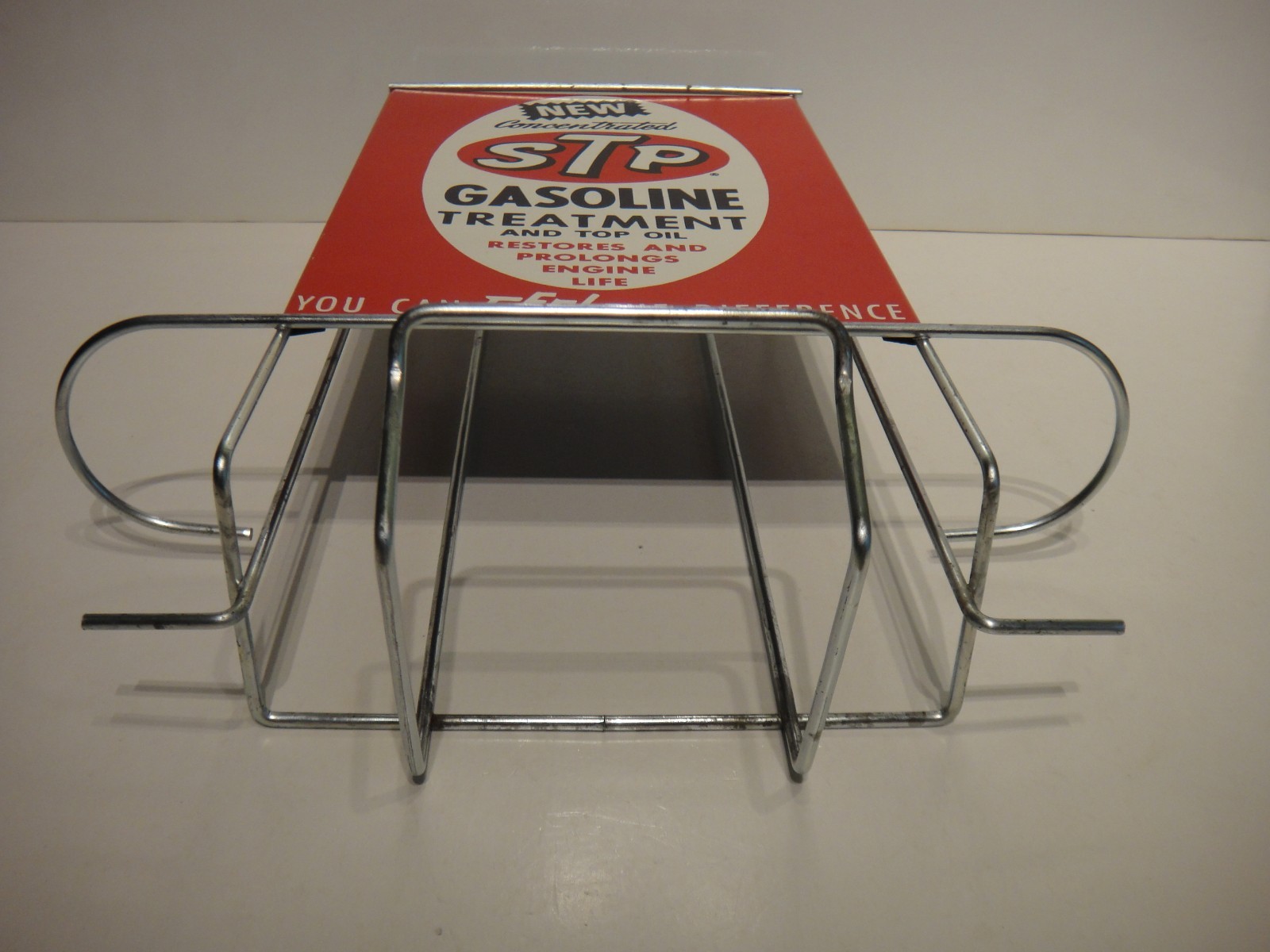 Vintage STP Gas Treatment Station Island Can Display Rack With Sign NOS Original