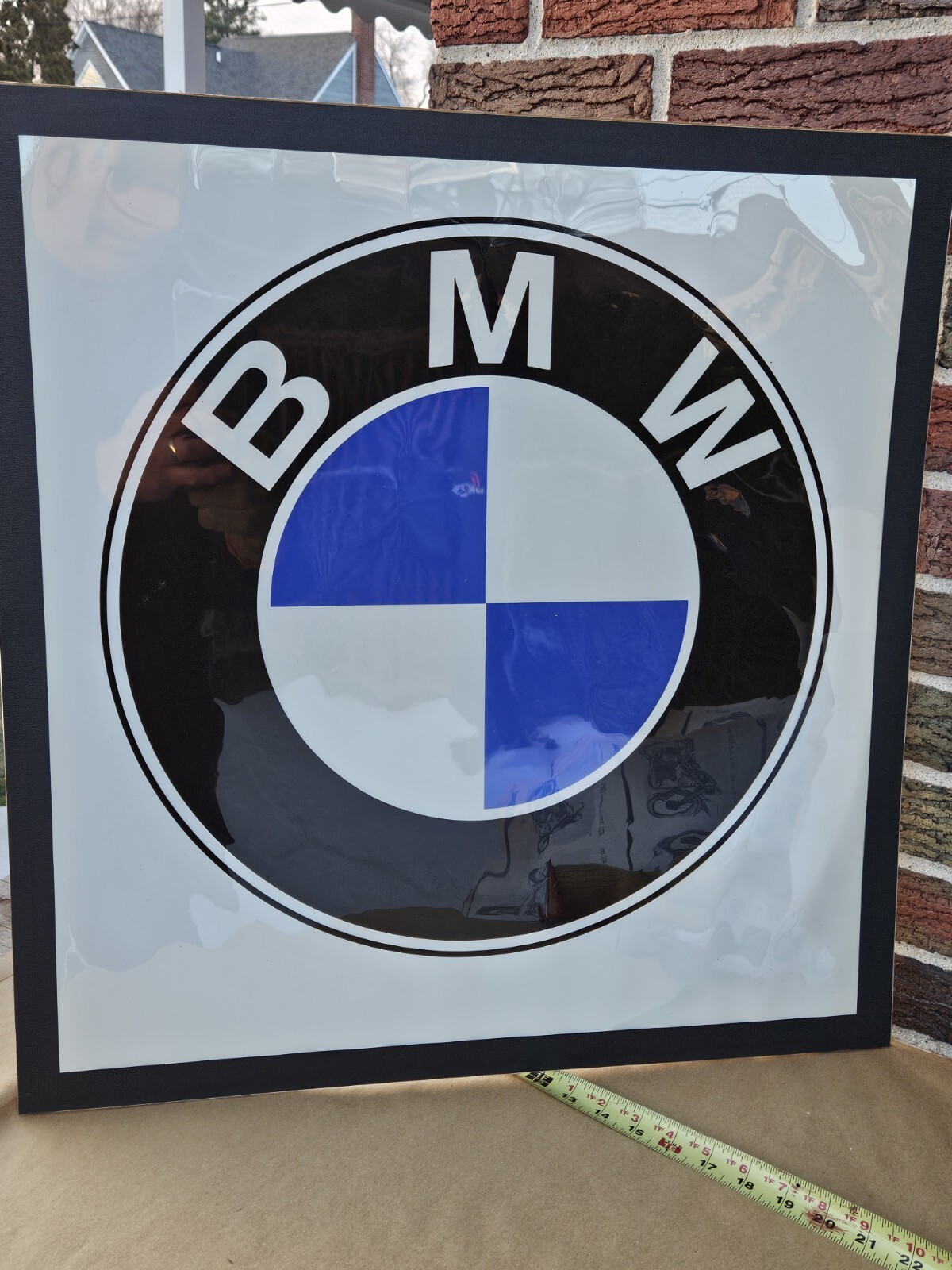 Vintage BMW Dealer Sign Mounted Transparency 24 1/4″ x 23 1/4″