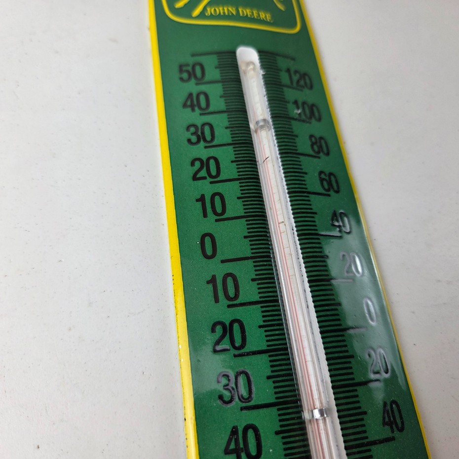 Vintage John Deere Sign – Service Guage Gas Pump Sign on Porcelain Thermometer