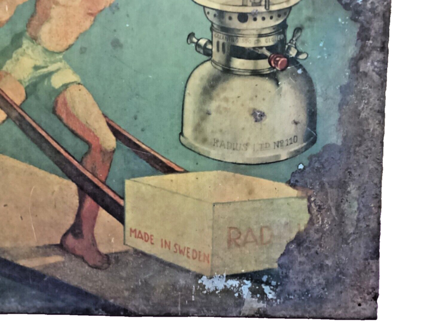 Vintage Radius Lantern 110 Shut Valve Kerosene Advertising Painted Tin Signboard