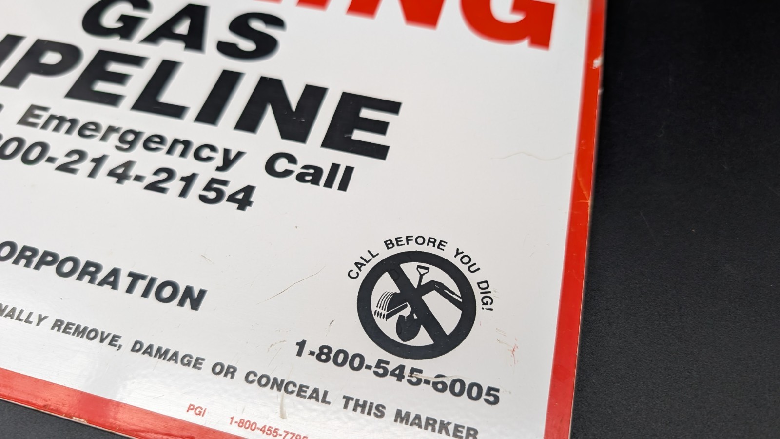 Acacia Gas Pipeline Metal Sign Natural Gas, Red Warning, Double Sided 9×12″