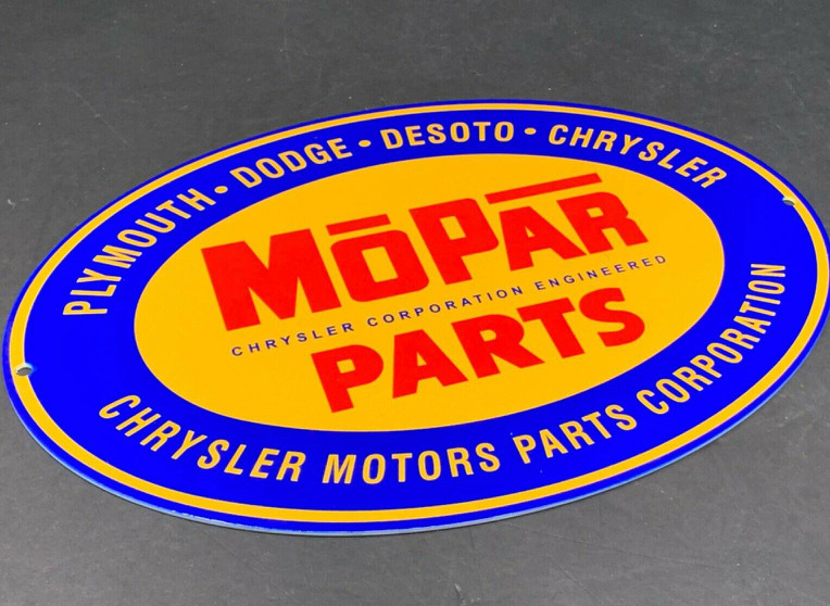 VINTAGE MOPAR PARTS CHRYSLER DODGE PLYMOUTH 1′ METAL CAR TRUCK GASOLINE OIL SIGN
