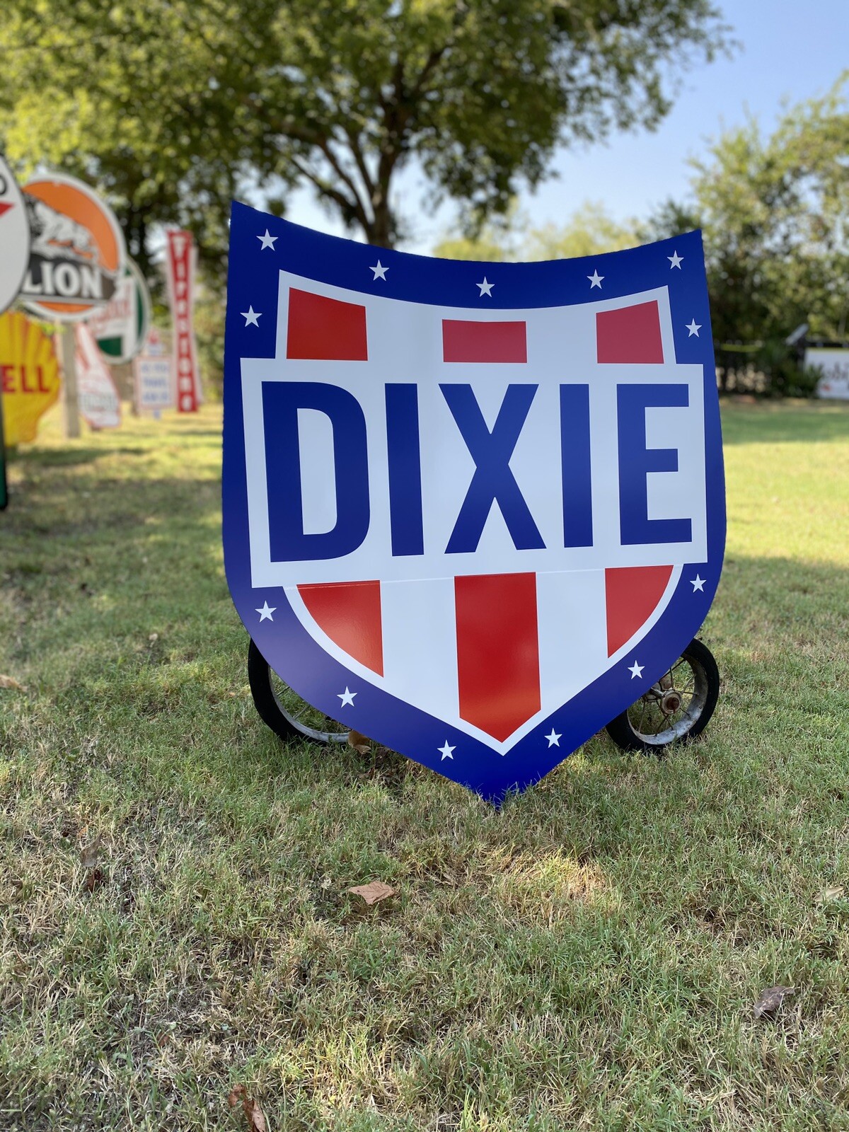 Antique Vintage Old Style Dixie Gasoline Sign