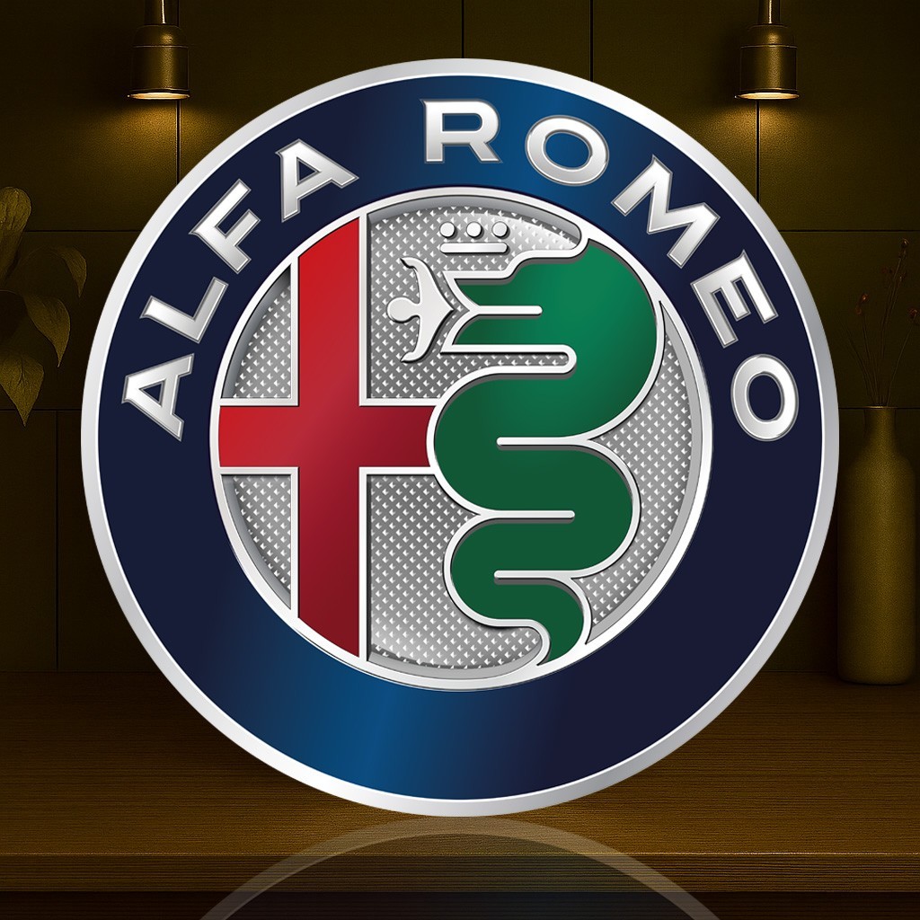 Alfa Romeo 2015–2023 Silver Crest Logo – Rare Heavy Metal Sign – 19.7″ (50 cm)