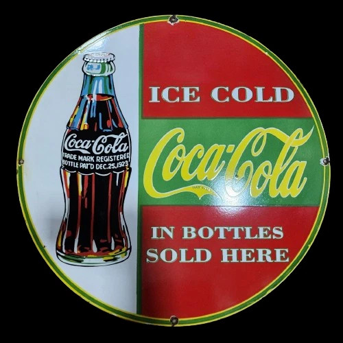 PORCELIAN COCA-COLA ENAMEL SIGN SIZE 30X30 INCHES DOUBLE SIDED