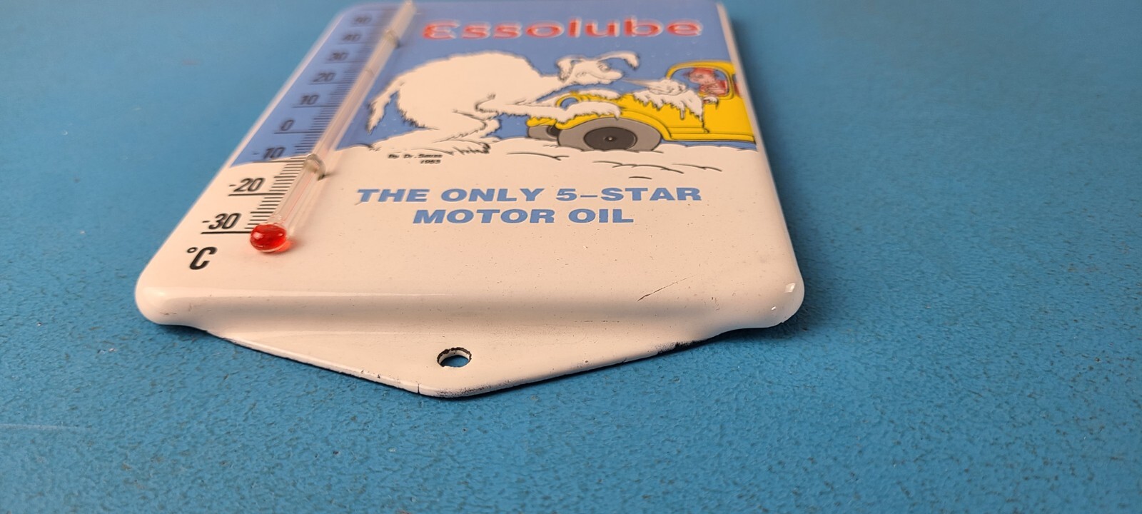Vintage Esso Porcelain Sign – Esso Lube Gasoline Pump Ad Sign On Thermometer