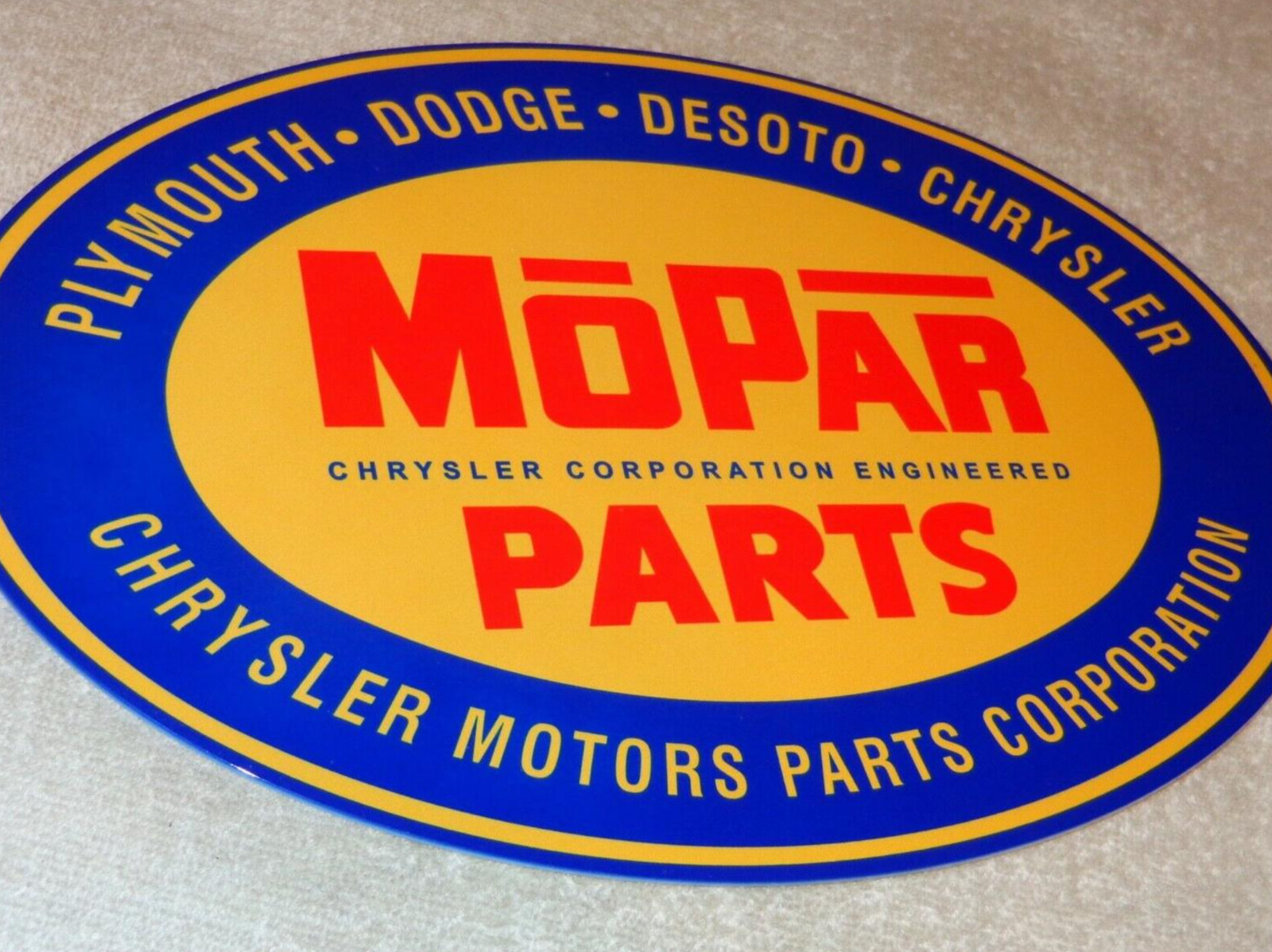 VINTAGE MOPAR PARTS CHRYSLER DODGE PLYMOUTH 1′ METAL CAR TRUCK GASOLINE OIL SIGN
