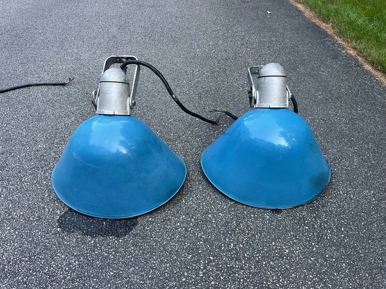 Vintage Blue Porcelain Crouse-Hinds Service Station Lights