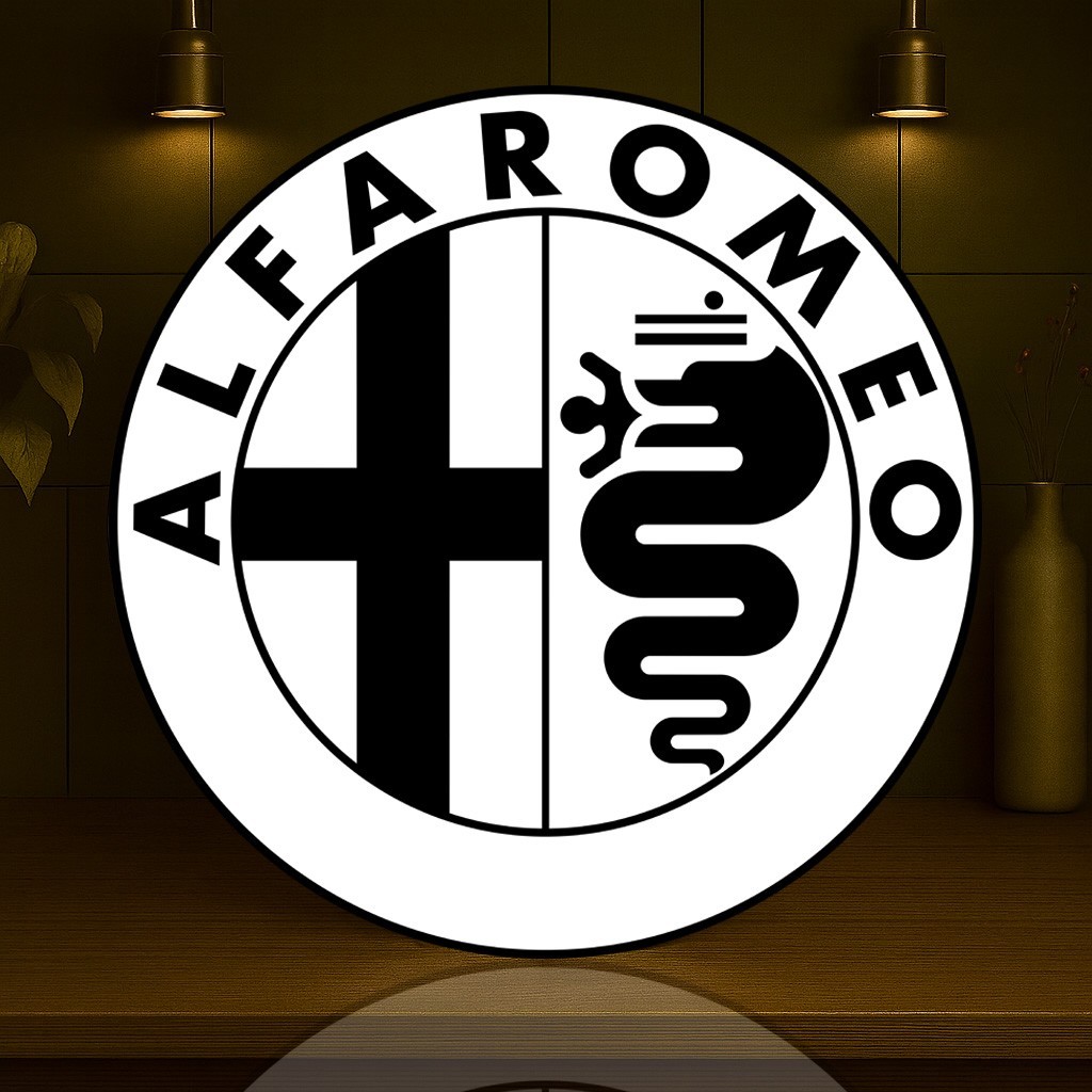 Alfa Romeo Monochrome Crest Logo – 2015–2023 – Heavy Metal Sign – 19.7″ (50 cm)