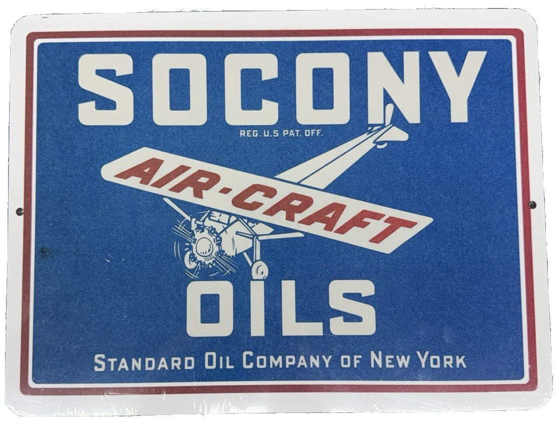 Socony Mobil Aircraft Motor Gasoline Standard Oil of New York Advertising Sign