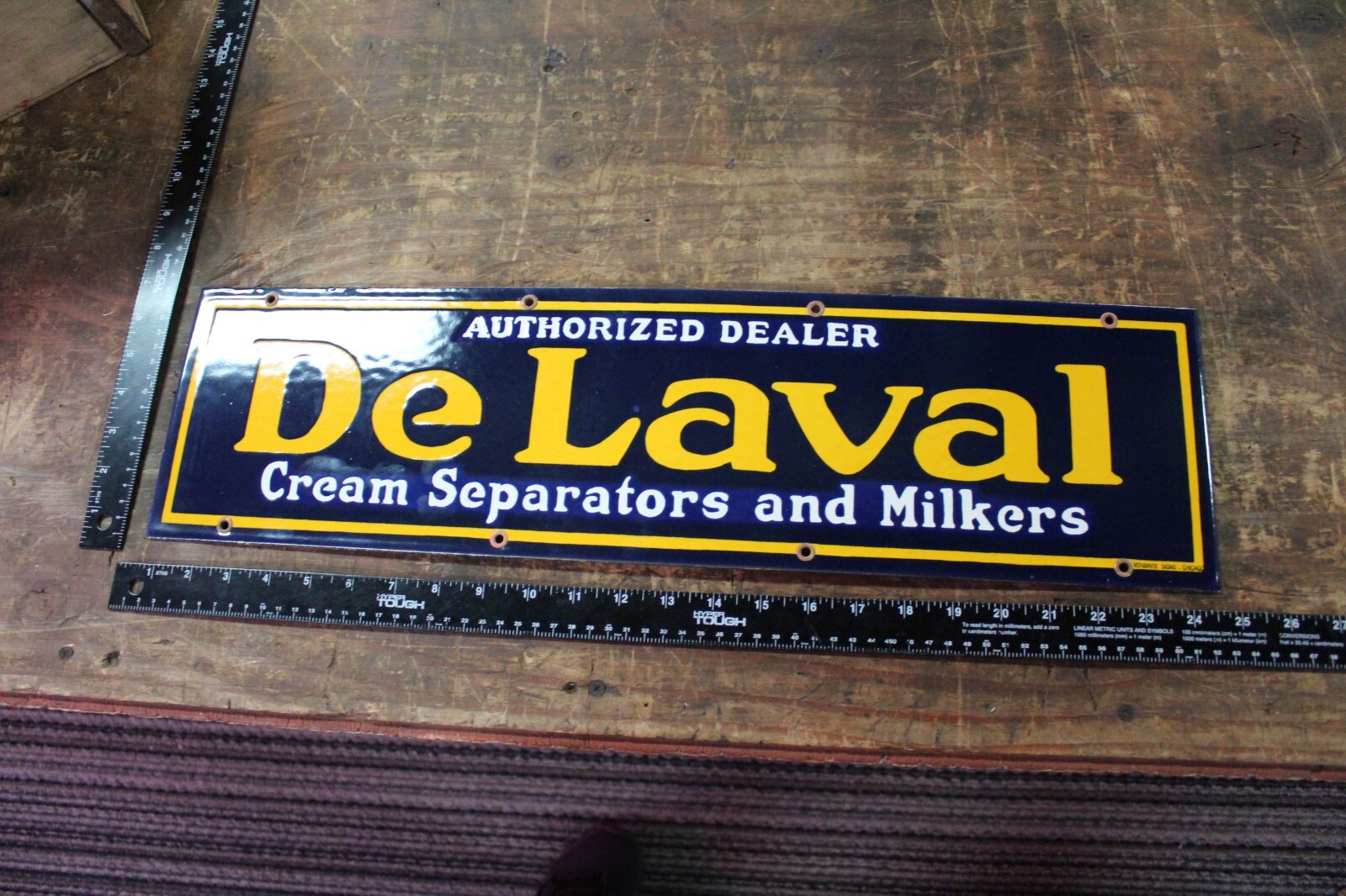 24″ DELAVAL CREAM SEPARATOR MILKER PORCELAIN METAL SIGN GAS OIL FARM BARN COW IH