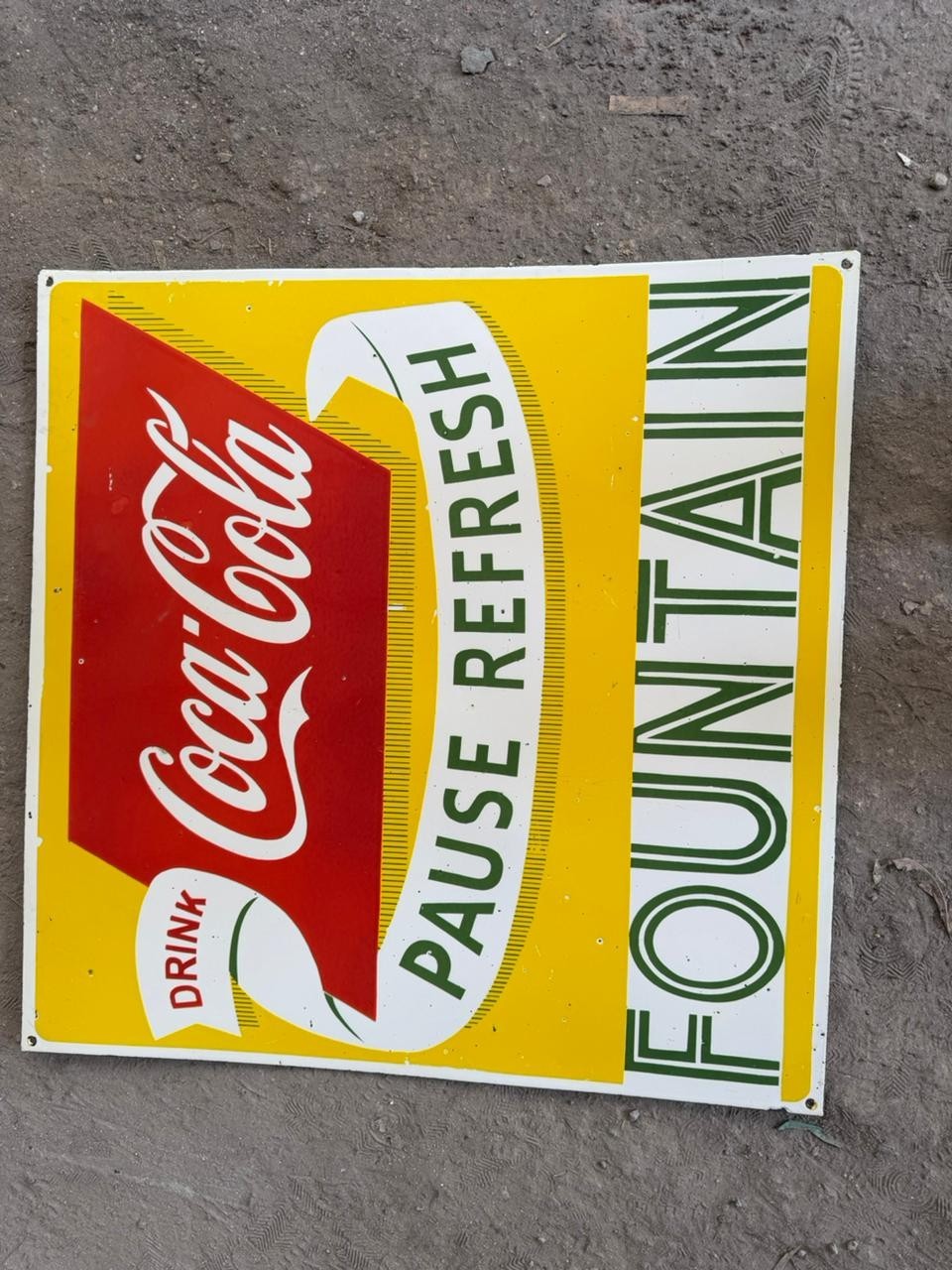 PORCELIAN COCA-COLA ENAMEL SIGN SIZE 30X28 INCHES DOUBLE SIDED