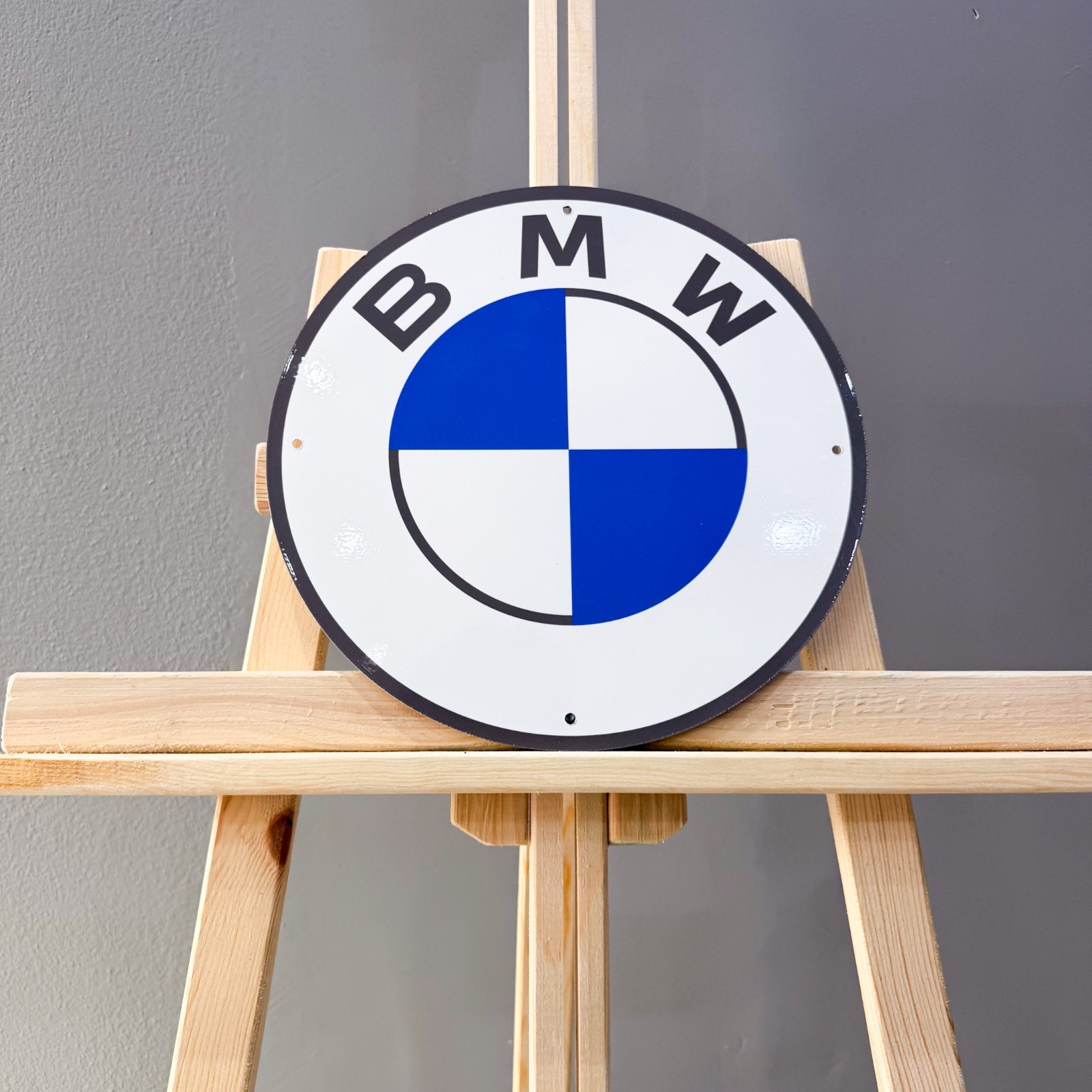 BMW White Round Logo Heavy Metal Sign 30 cm (11.8”) Clean Garage Wall Decor