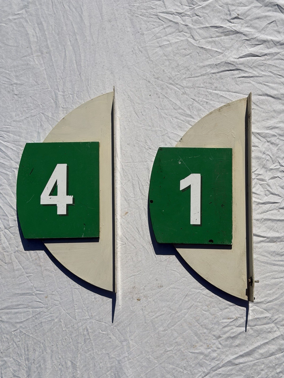 Vintage Double Sided Metal Gas Station Numbers 4 & 1