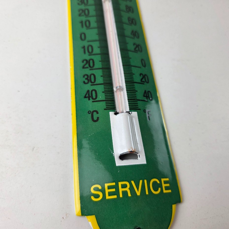 Vintage John Deere Sign – Service Guage Gas Pump Sign on Porcelain Thermometer